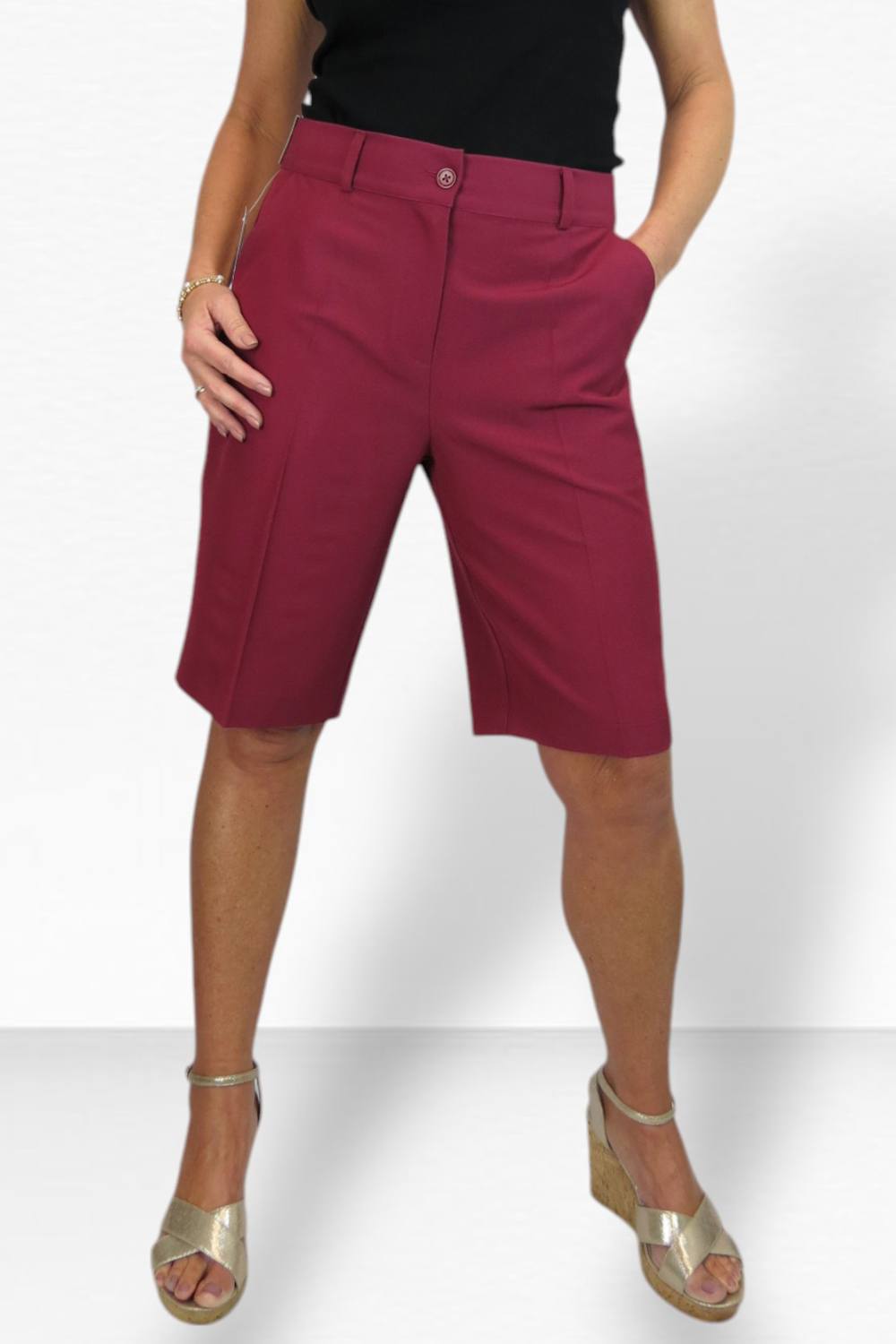 Paulo Due Smart Pleated Tailored Shorts In Burgundy Paulo Due Smart Pleated Tailored Shorts In Burgundy