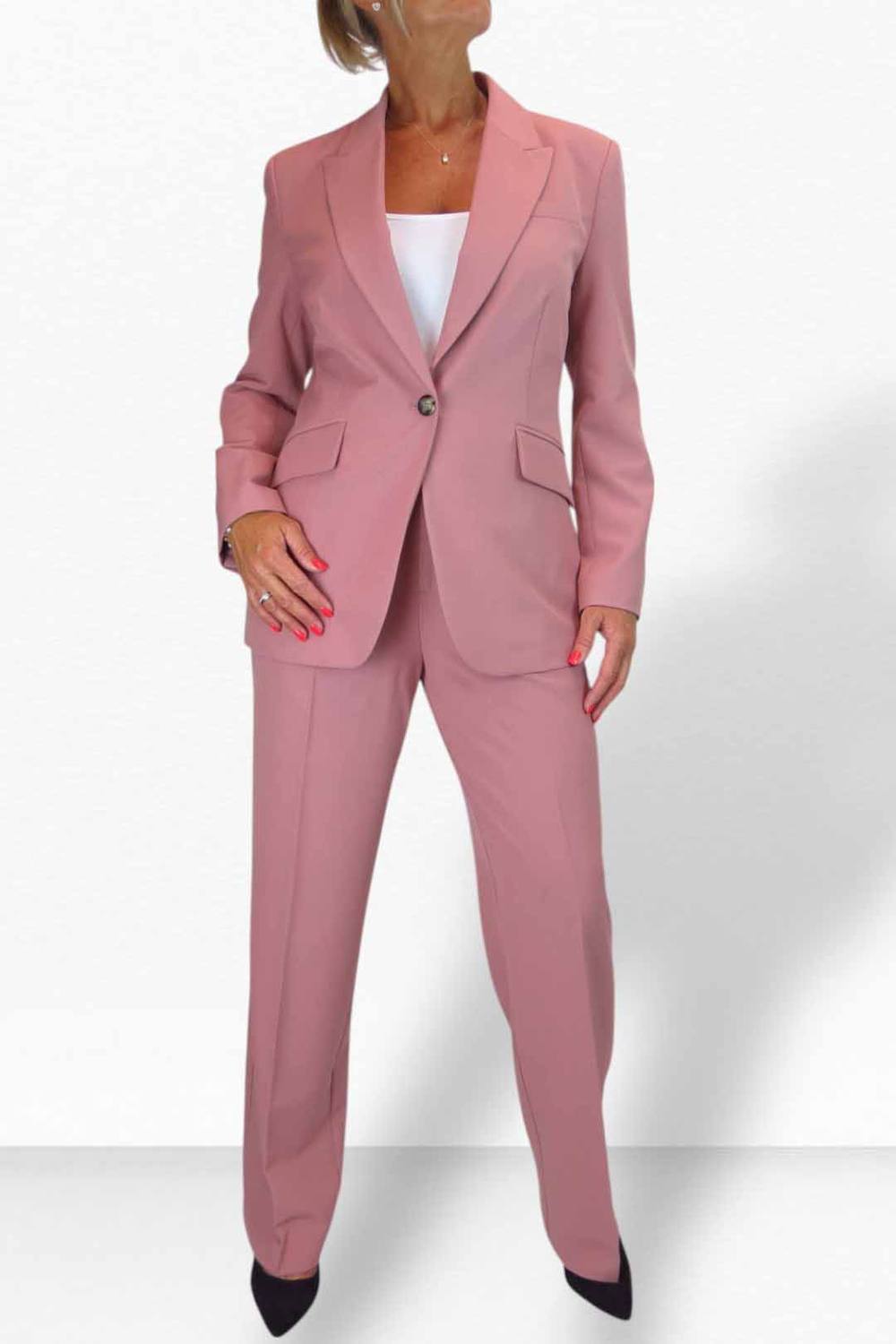 Paulo Due Piece Tailored Trouser Suit In Dusty Pink Paulo Due Piece Tailored Trouser Suit In Dusty Pink