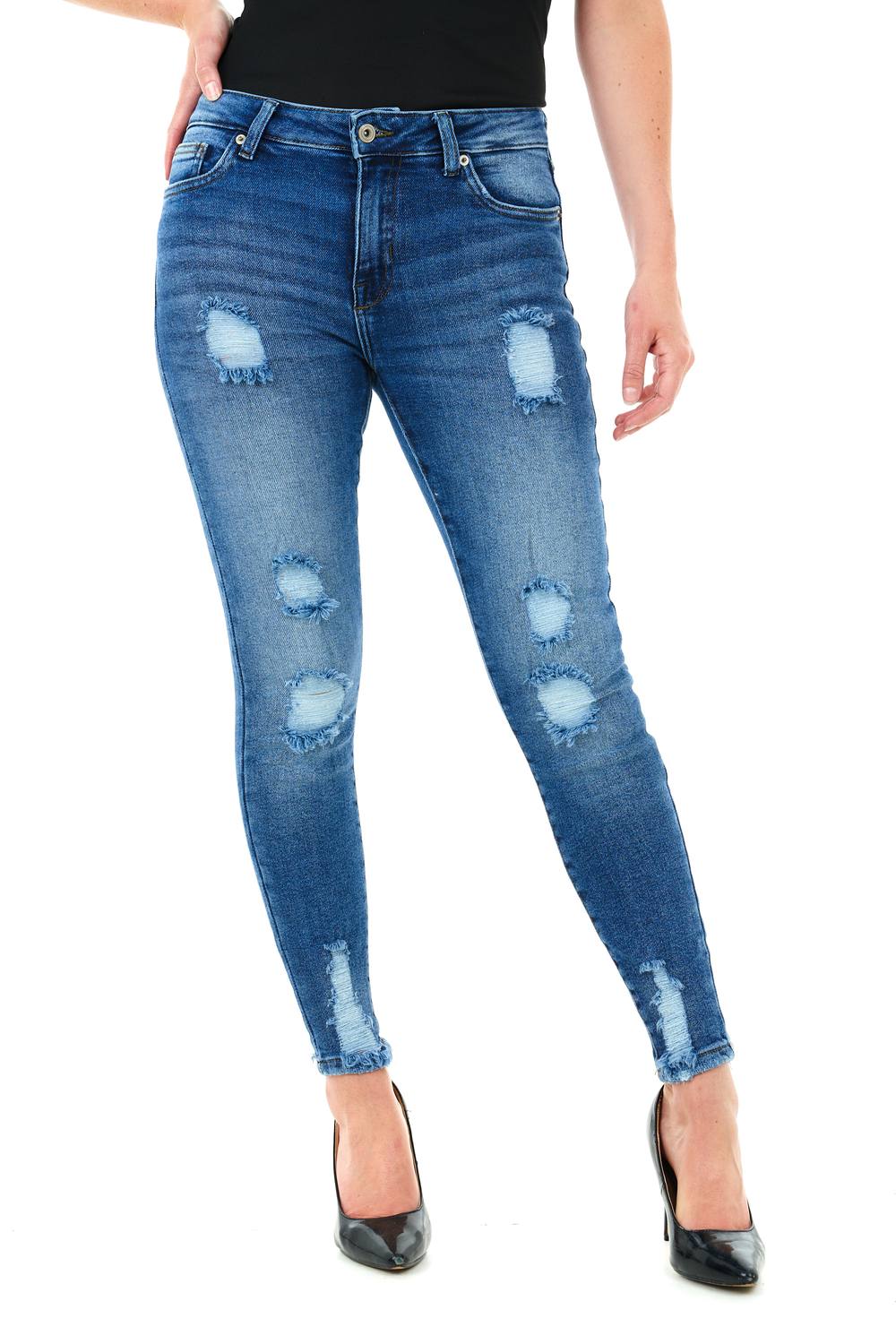 Smart Living Casual Style Classic Stretchy Ripped Skinny Fit Denim Jeans In Dark Blue Smart Living Casual Style Classic Stretchy Ripped Skinny Fit Denim Jeans In Dark Blue