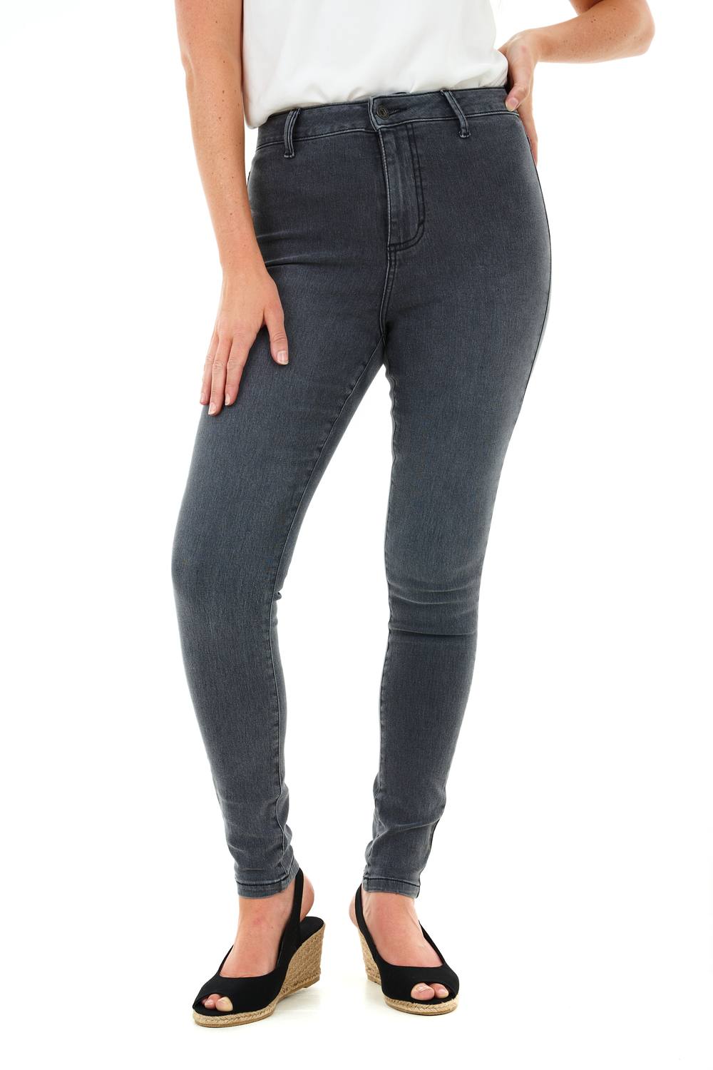 Smart Living Stylish Skinny Fit High Waisted Denim Jeans In Grey Smart Living Stylish Skinny Fit High Waisted Denim Jeans In Grey