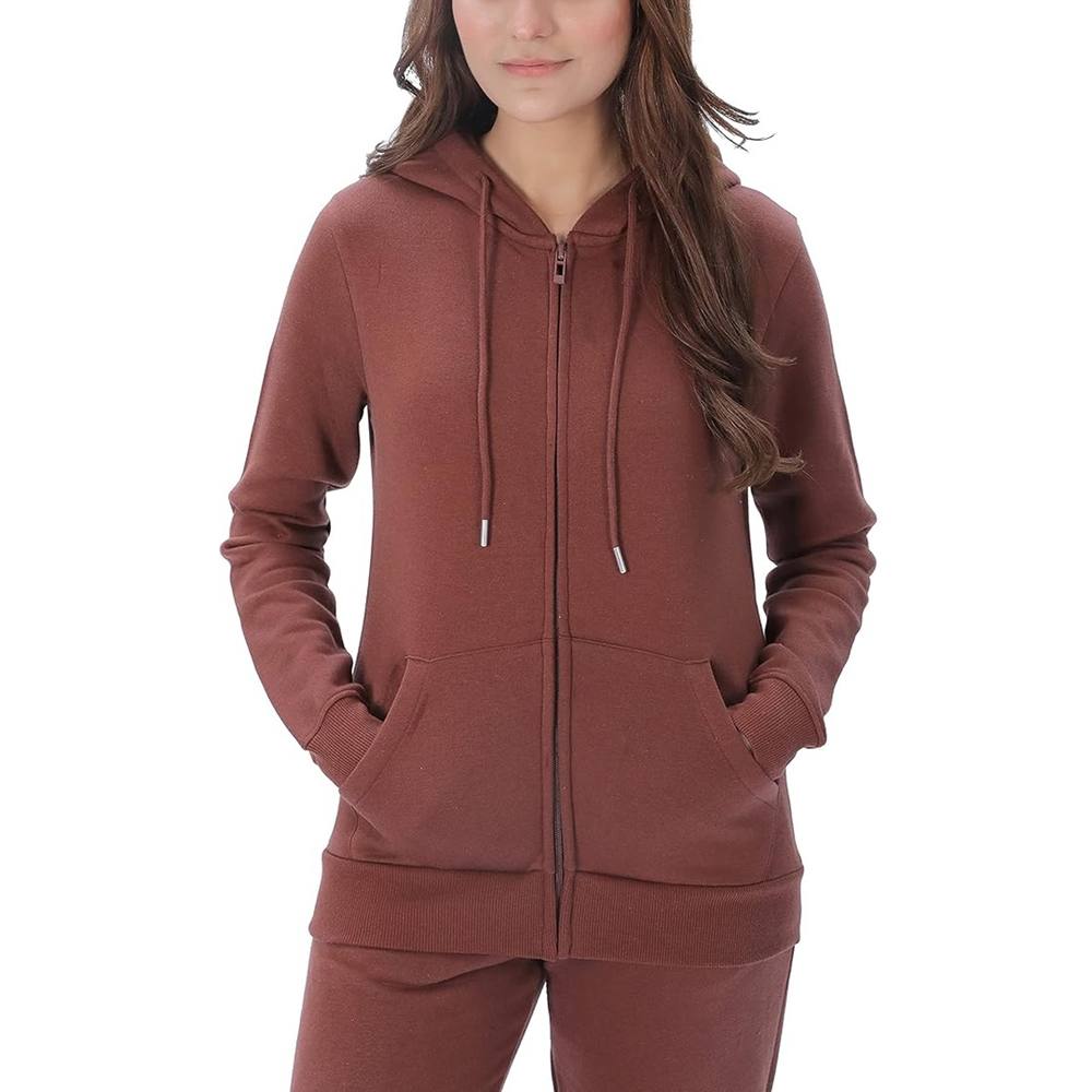 Smart Living Sleek & Versatile Polycotton Plain Zip-Up Hoodie In Chocolate Smart Living Sleek & Versatile Polycotton Plain Zip-Up Hoodie In Chocolate