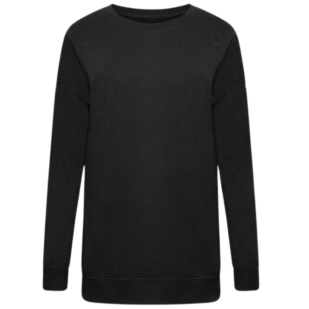 Smart Living Comfortable Casual Polycotton Crew Neck Sweatshirt In Black Smart Living Comfortable Casual Polycotton Crew Neck Sweatshirt In Black