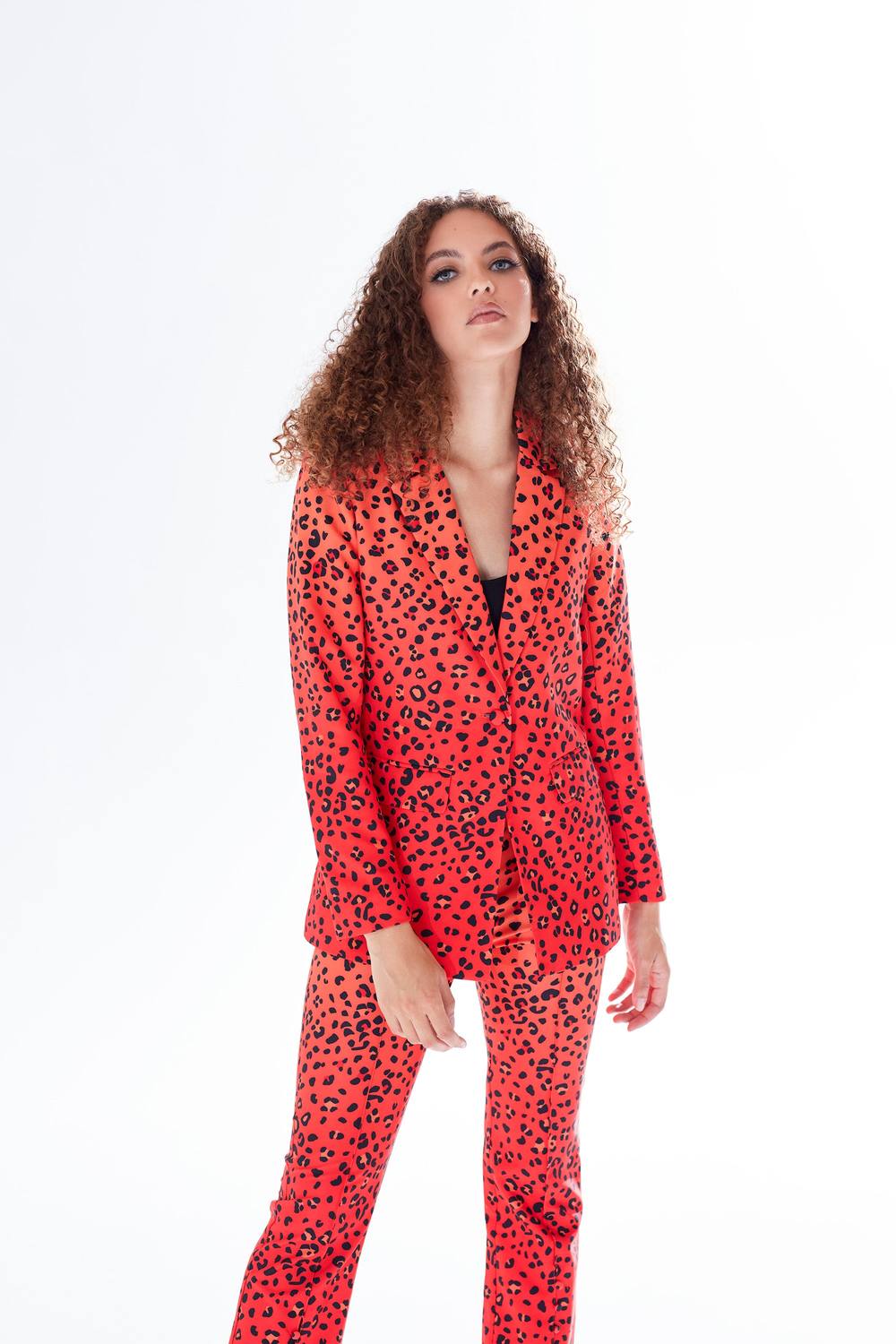 Liquorish Leopard Print Ombre Suit Blazer In Orange Liquorish Leopard Print Ombre Suit Blazer In Orange