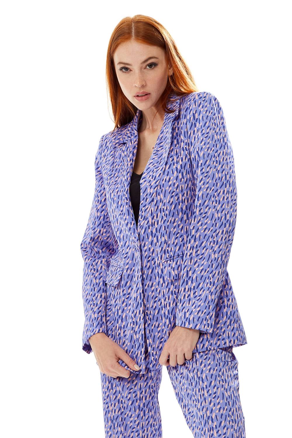 Liquorish Stroke Print Blazer In Purple