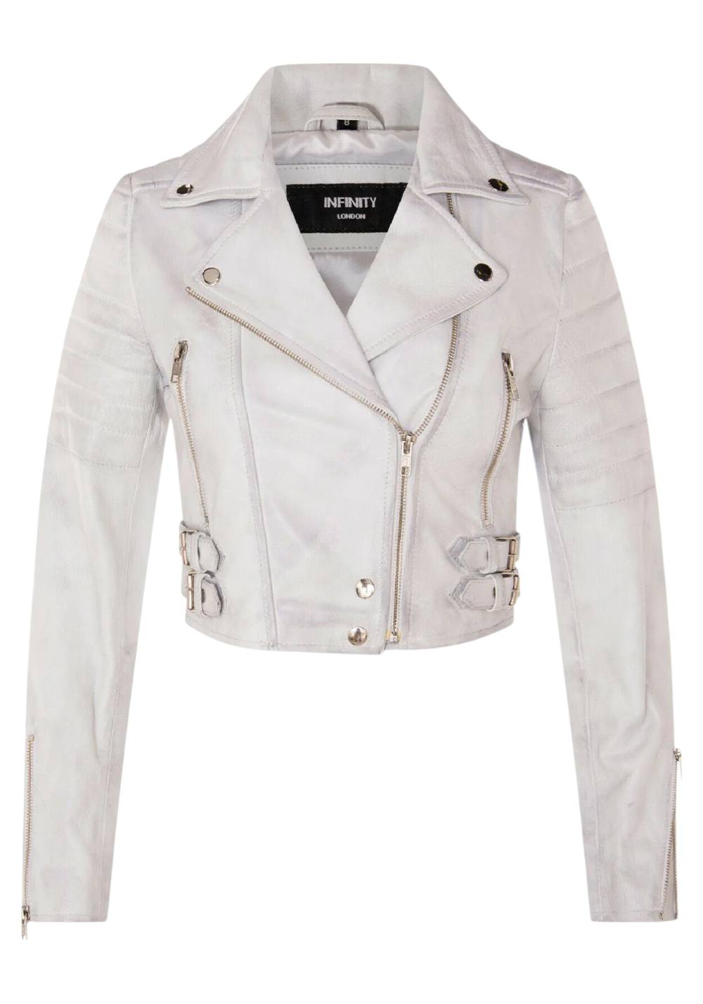 Infinity Leather Brando Cropped Leather Jacket – Longtown In White Infinity Leather Brando Cropped Leather Jacket – Longtown In White