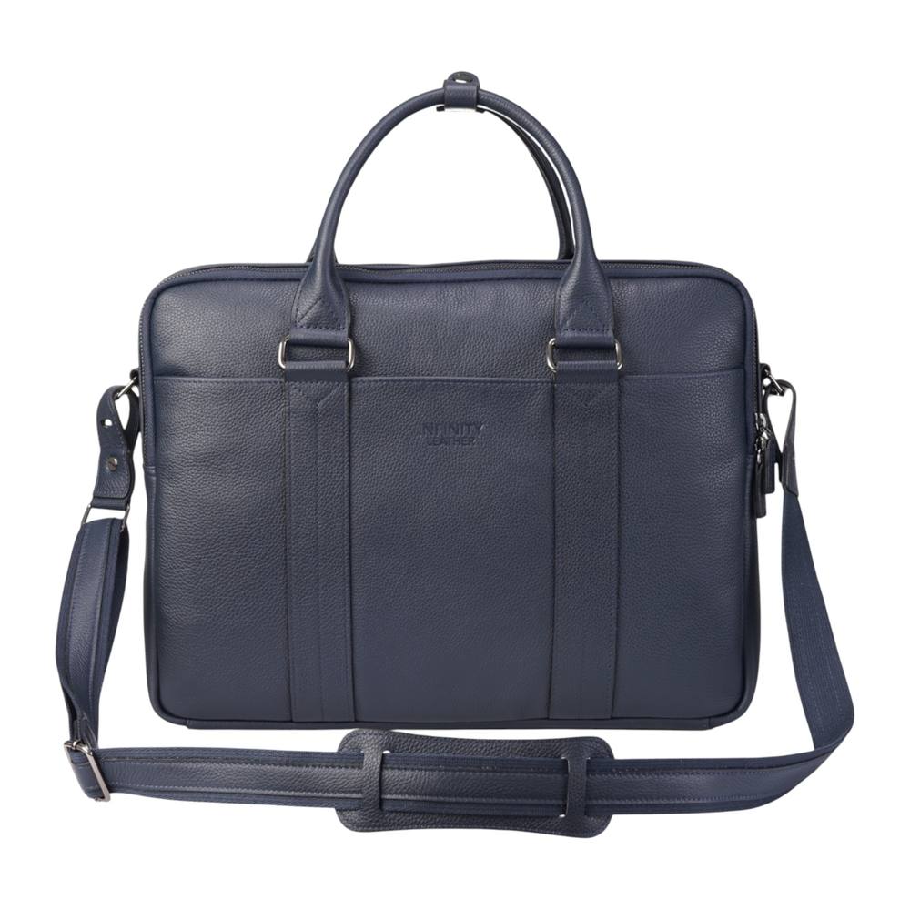 Infinity Leather Genuine Leather Laptop Business Briefcase Office Travel Bag – Sutton In Navy