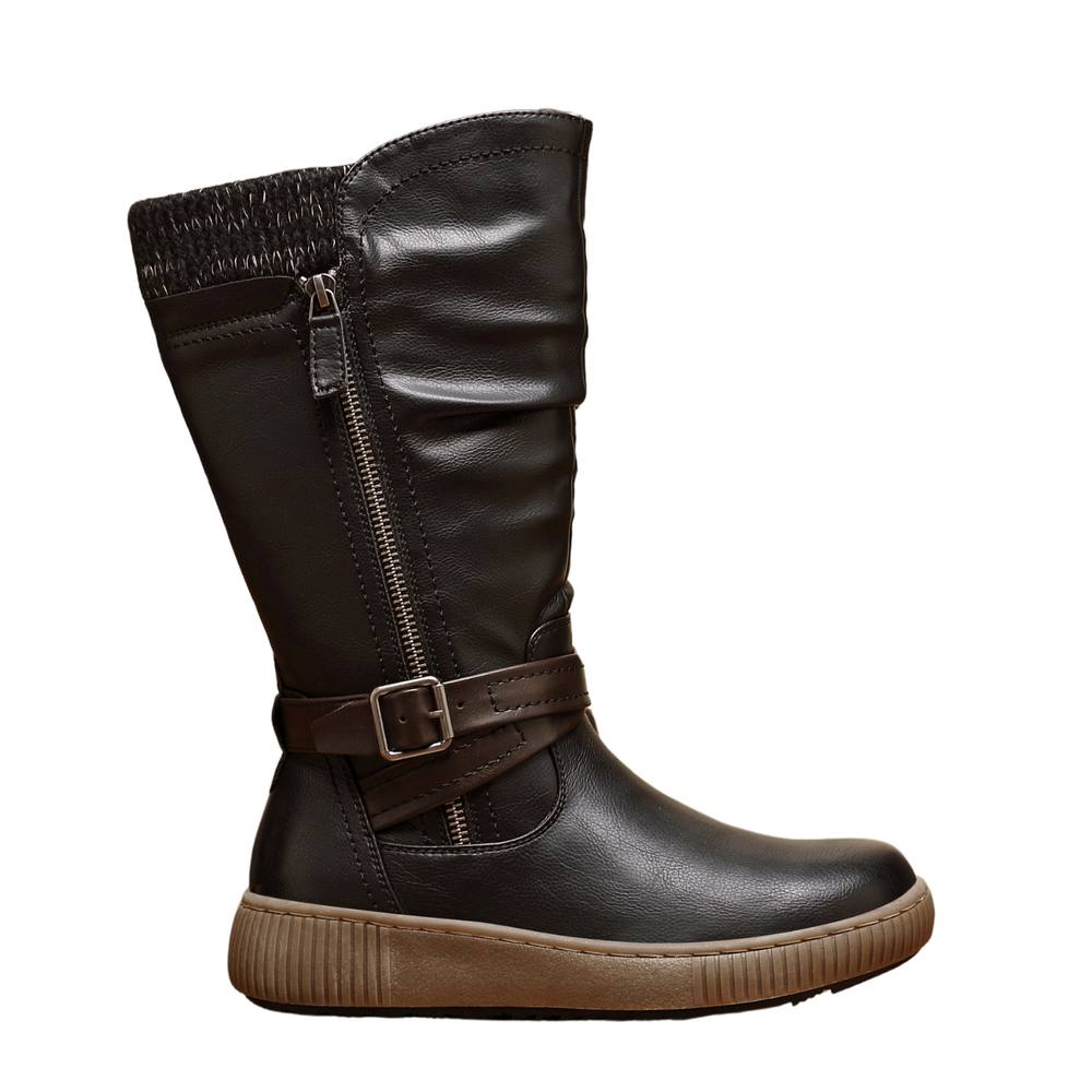 Ivachy Fur Lined Mid Calf Boots In Black Ivachy Fur Lined Mid Calf Boots In Black