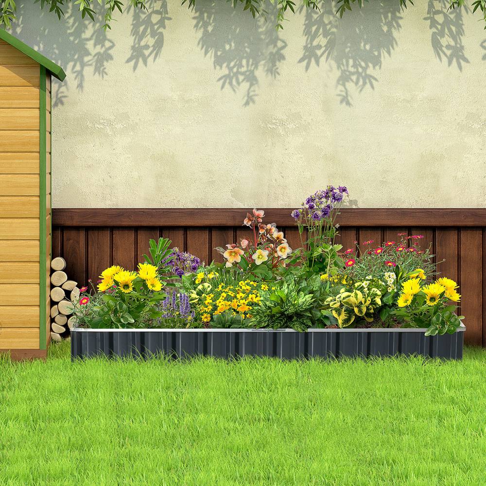 Outsunny Metal Raised Garden Bed No Bottom Diy Large Steel Planter Box With Gloves In Dark Grey Outsunny Metal Raised Garden Bed No Bottom Diy Large Steel Planter Box With Gloves In Dark Grey