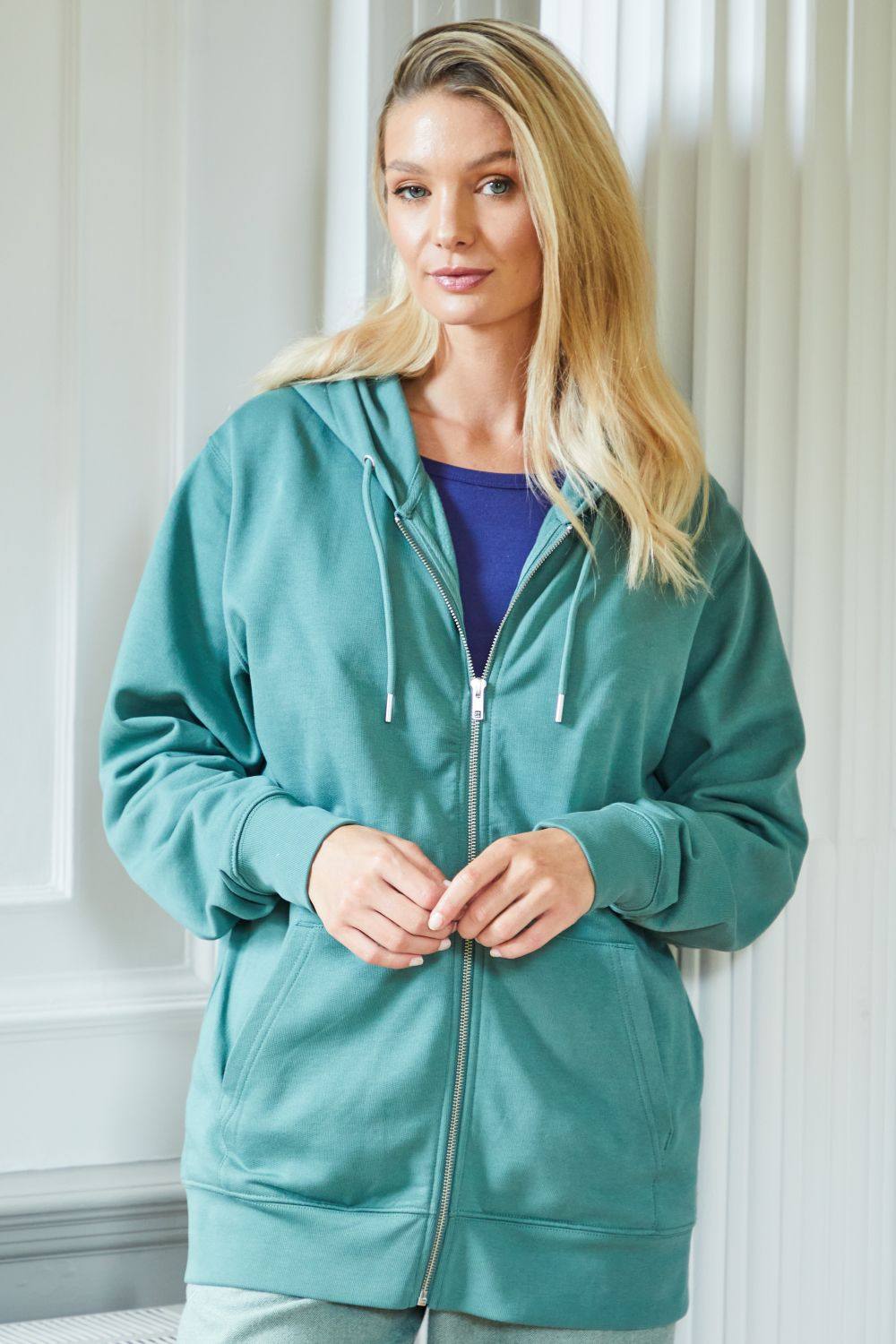 British Boxers “thyme” Cotton Zip-Up Hoodie In Pale Green British Boxers “thyme” Cotton Zip-Up Hoodie In Pale Green