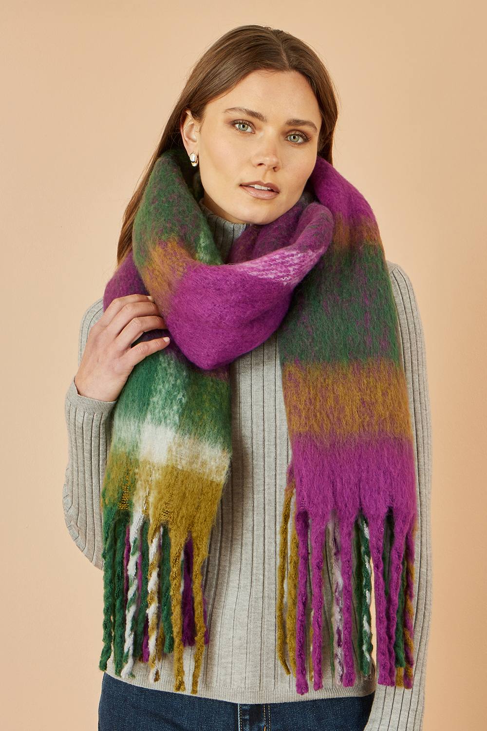 Yumi Multi-Coloured Check Soft Scarf Yumi Multi-Coloured Check Soft Scarf