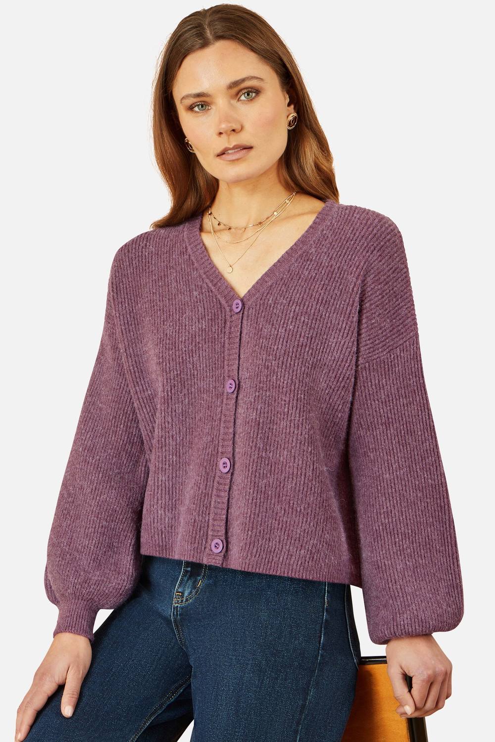 Yumi Purple Marl Knit Cardigan Yumi Purple Marl Knit Cardigan