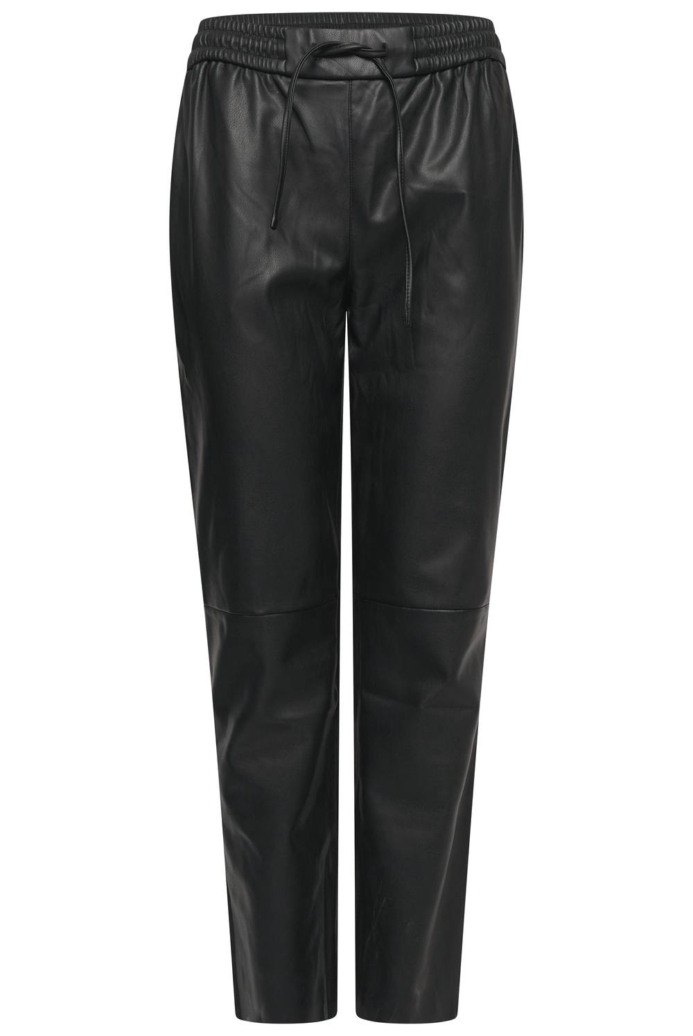 Elle Tessa Drawstring Waist Faux Leather Trousers In Black Elle Tessa Drawstring Waist Faux Leather Trousers In Black