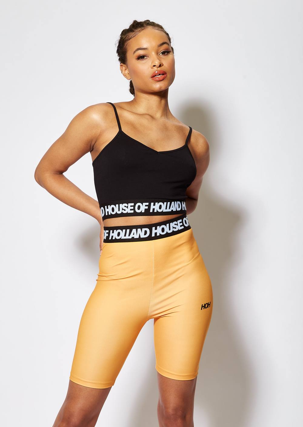 House Of Holland Orange And Black Cycle Shorts House Of Holland Orange And Black Cycle Shorts