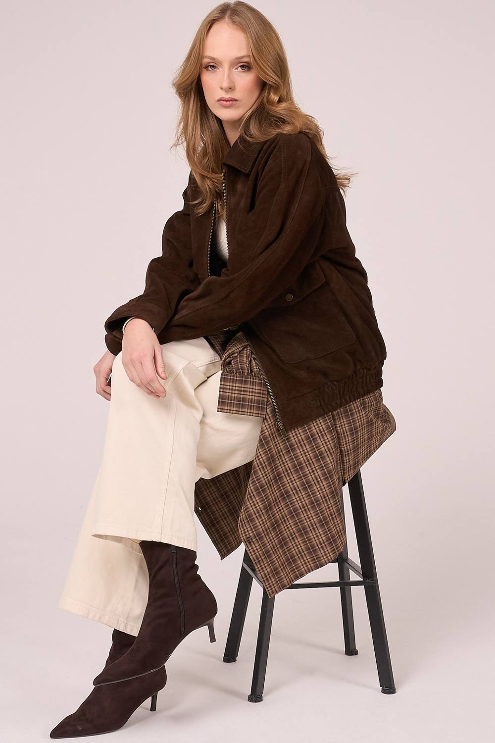 Barneys Originals Real Suede Bomber Jacket In Brown Barneys Originals Real Suede Bomber Jacket In Brown