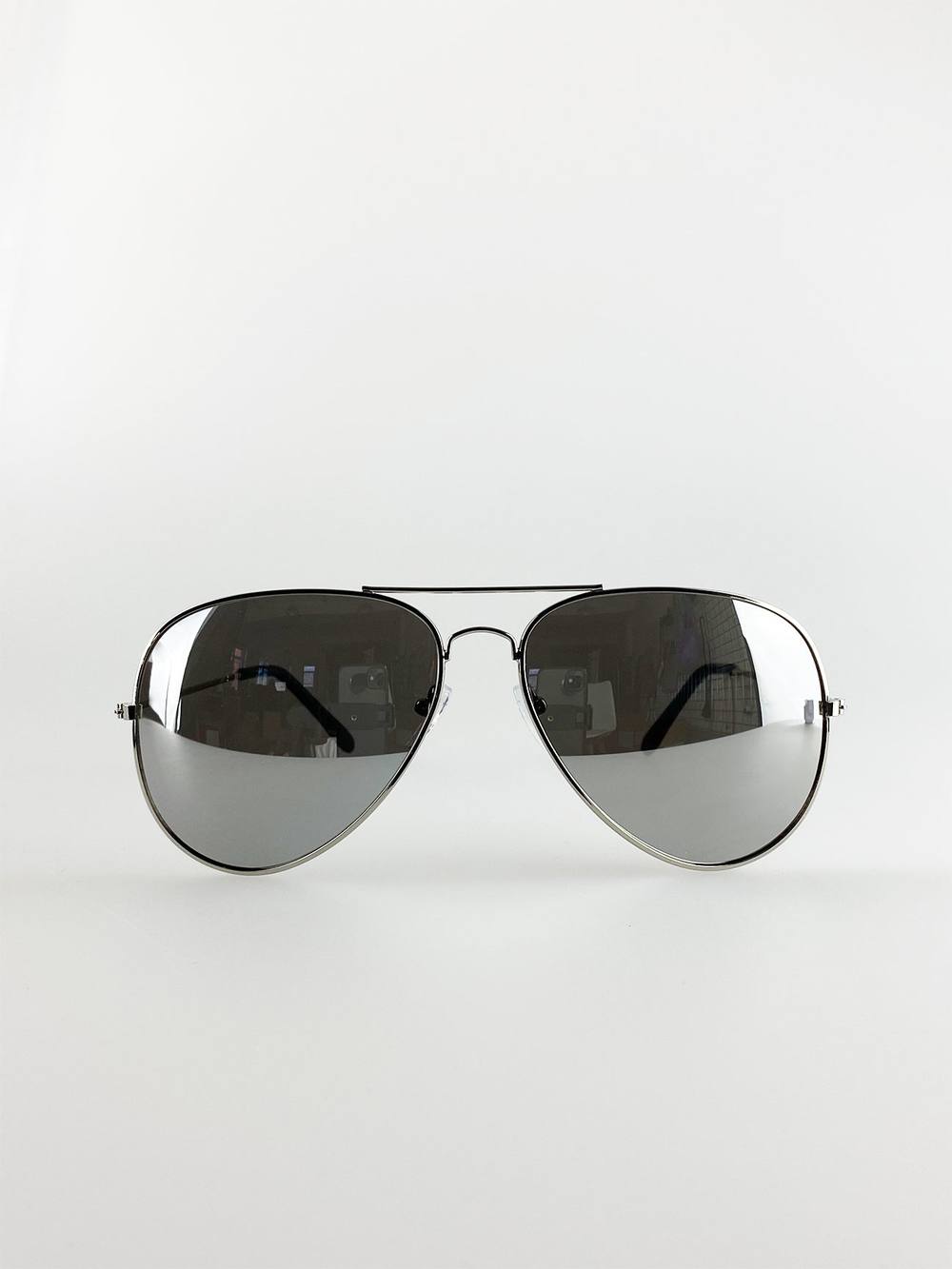 Svnx Silver Classic Pilot Aviator Sunglasses With Mirrored Lens Svnx Silver Classic Pilot Aviator Sunglasses With Mirrored Lens