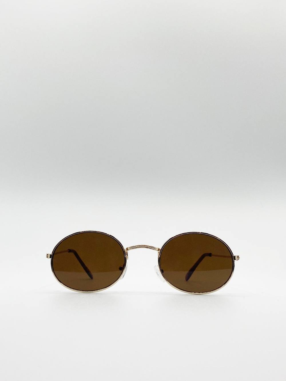 Svnx Metal Frame Round Sunglasses With Mirror Lenses In Gold Svnx Metal Frame Round Sunglasses With Mirror Lenses In Gold