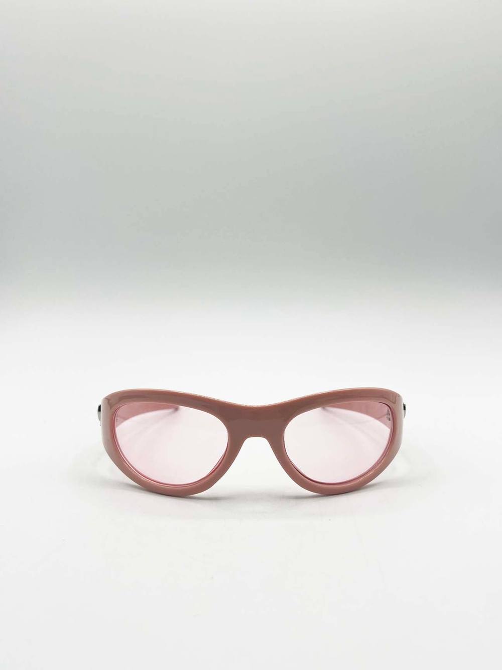 Svnx Wrap Around Racer Bow Sunglasses In Pink Svnx Wrap Around Racer Bow Sunglasses In Pink