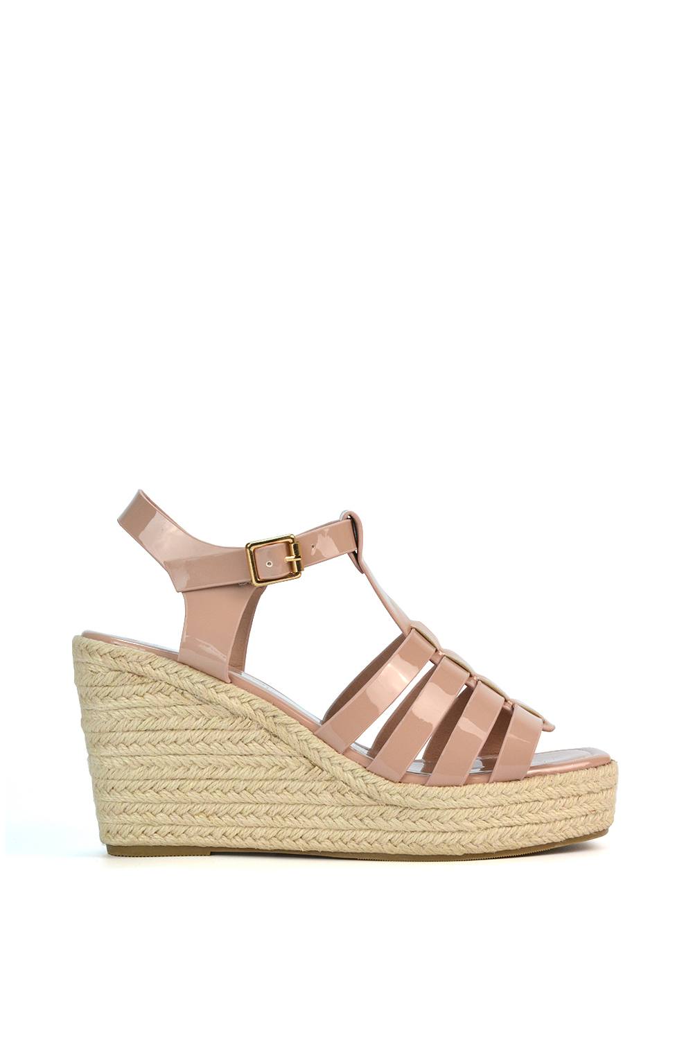 Xy London ‘remi’ Wedge Heel Platform Espadrille Square Toe Sandals In Nude Xy London ‘remi’ Wedge Heel Platform Espadrille Square Toe Sandals In Nude