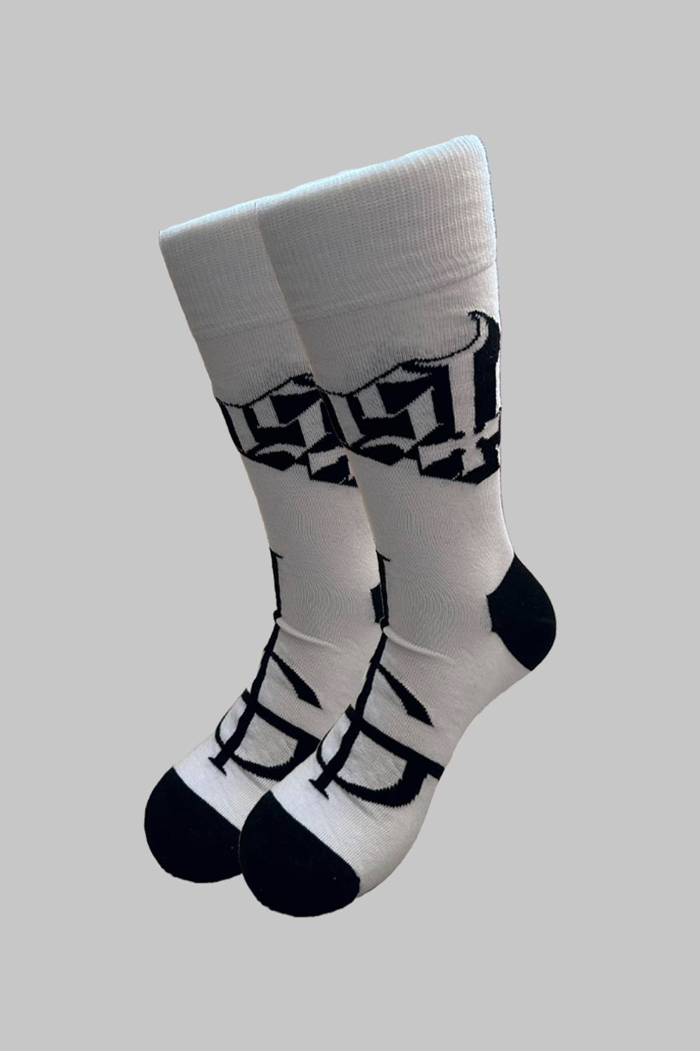 Ghost Symbol Band Logo Mono Ankle Socks In White Ghost Symbol Band Logo Mono Ankle Socks In White