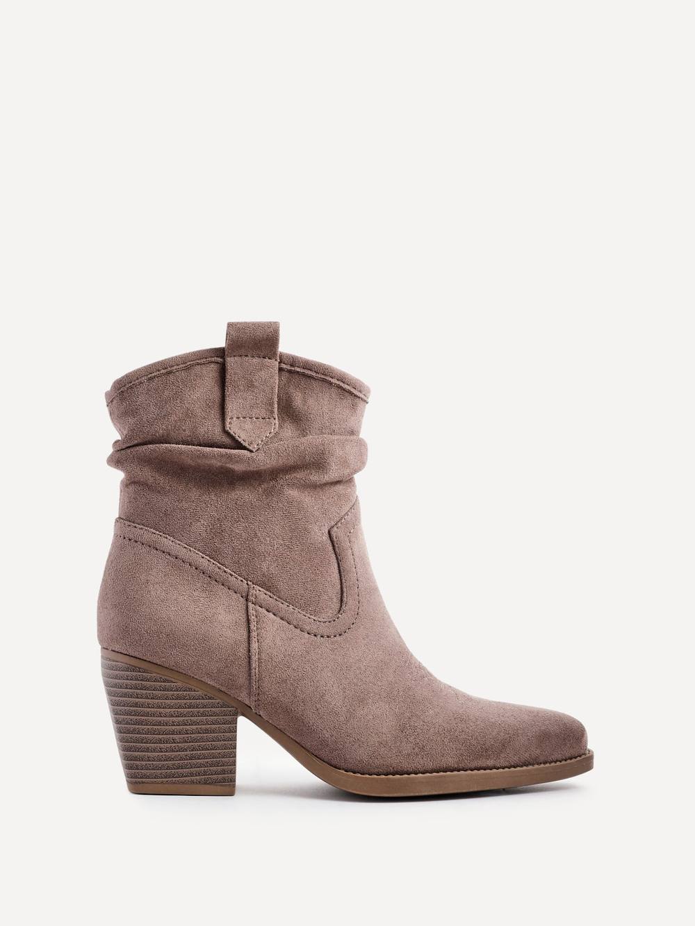 Linzi Carter Mocha Faux Suede Western Inspired Ankle Boot In Brown Linzi Carter Mocha Faux Suede Western Inspired Ankle Boot In Brown