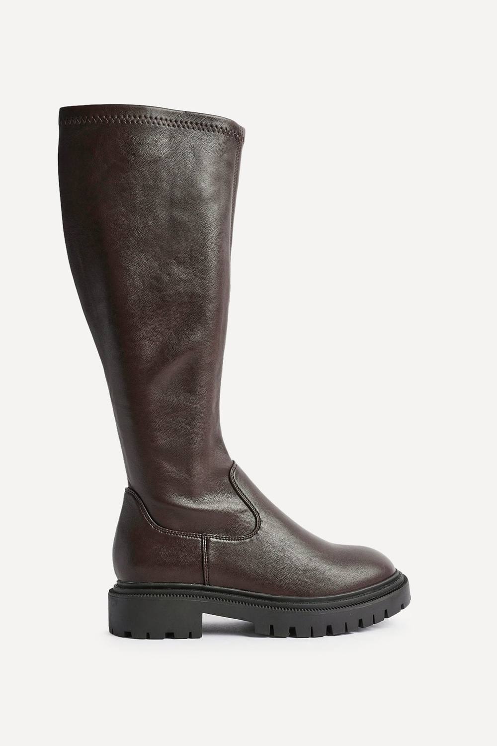 Linzi Hallie Brown Faux Leather Long Boots In Black Linzi Hallie Brown Faux Leather Long Boots In Black