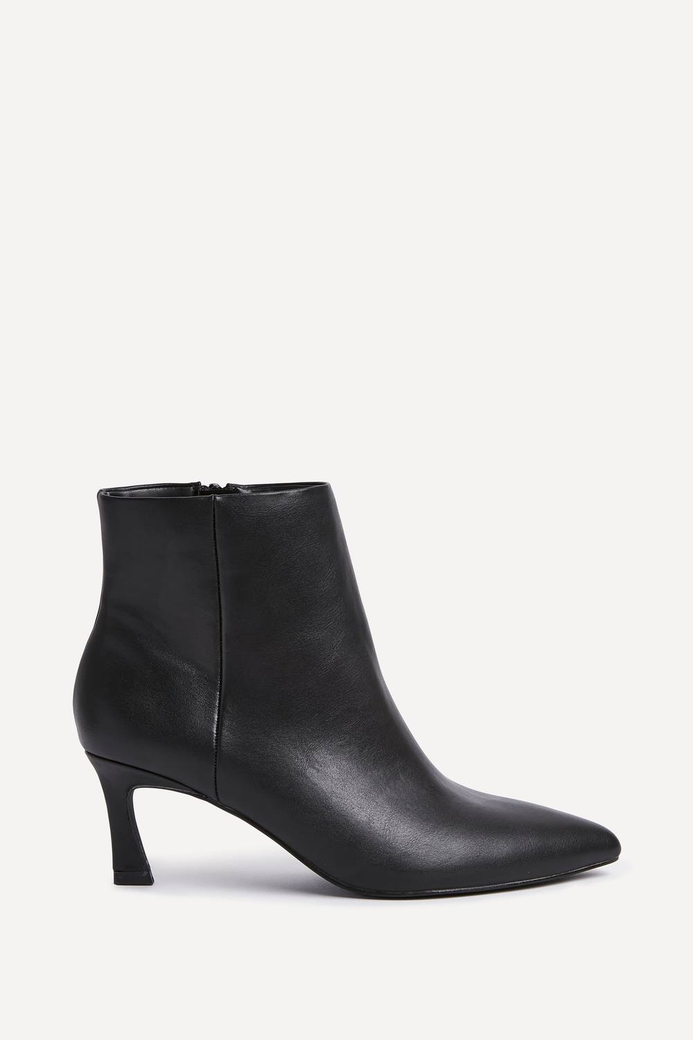 Linzi Secured Black Faux Leather Pointed Toe Stiletto Ankle Boot Linzi Secured Black Faux Leather Pointed Toe Stiletto Ankle Boot