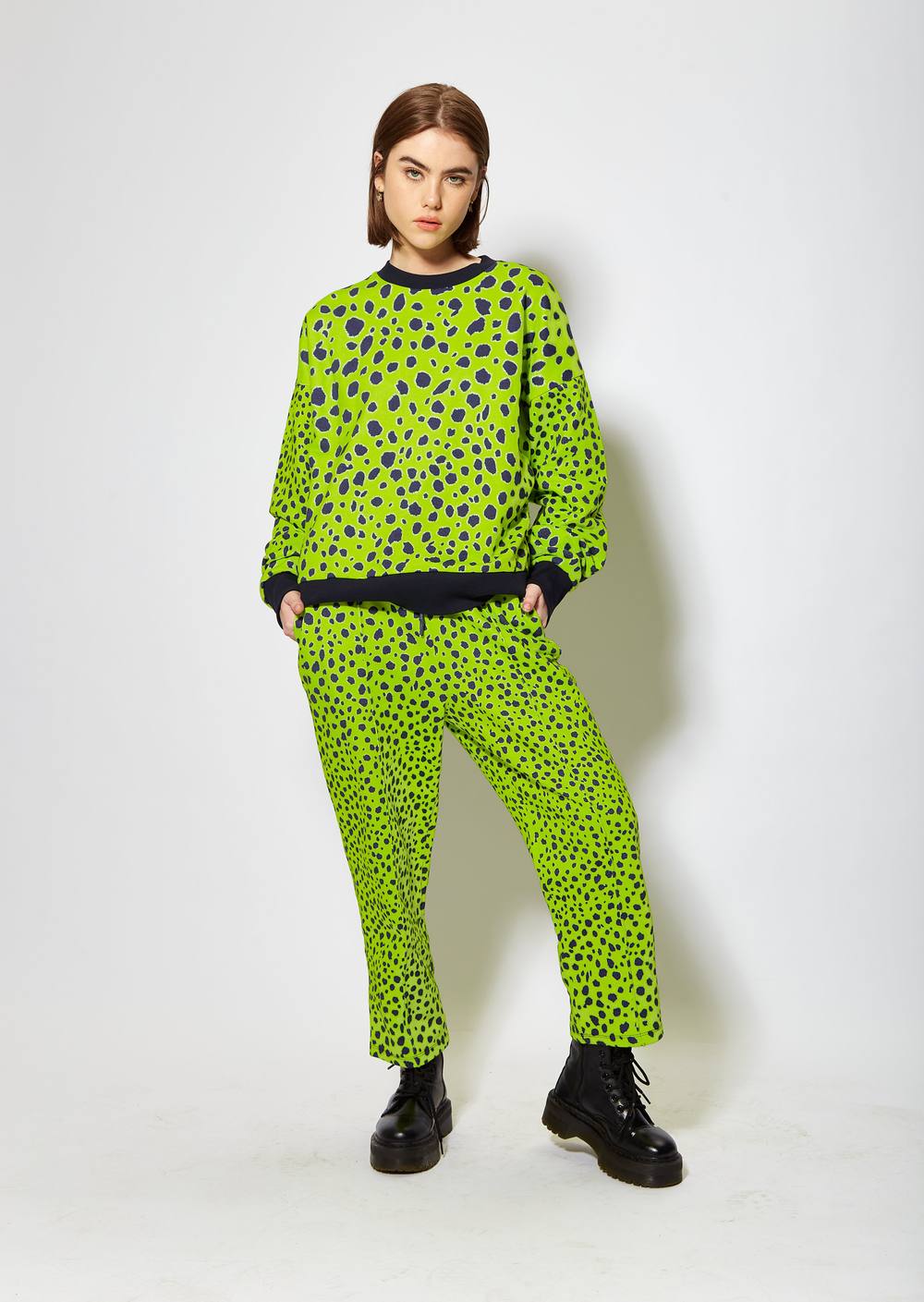 House Of Holland Vivid Cheetah Print Joggers In Green House Of Holland Vivid Cheetah Print Joggers In Green
