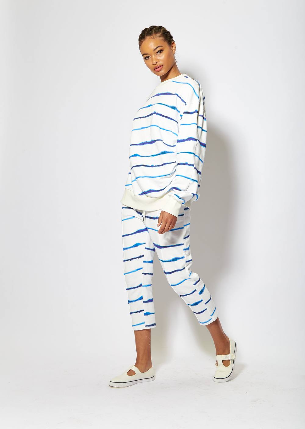House Of Holland Blue Ink Stripe Capri Style Joggers House Of Holland Blue Ink Stripe Capri Style Joggers