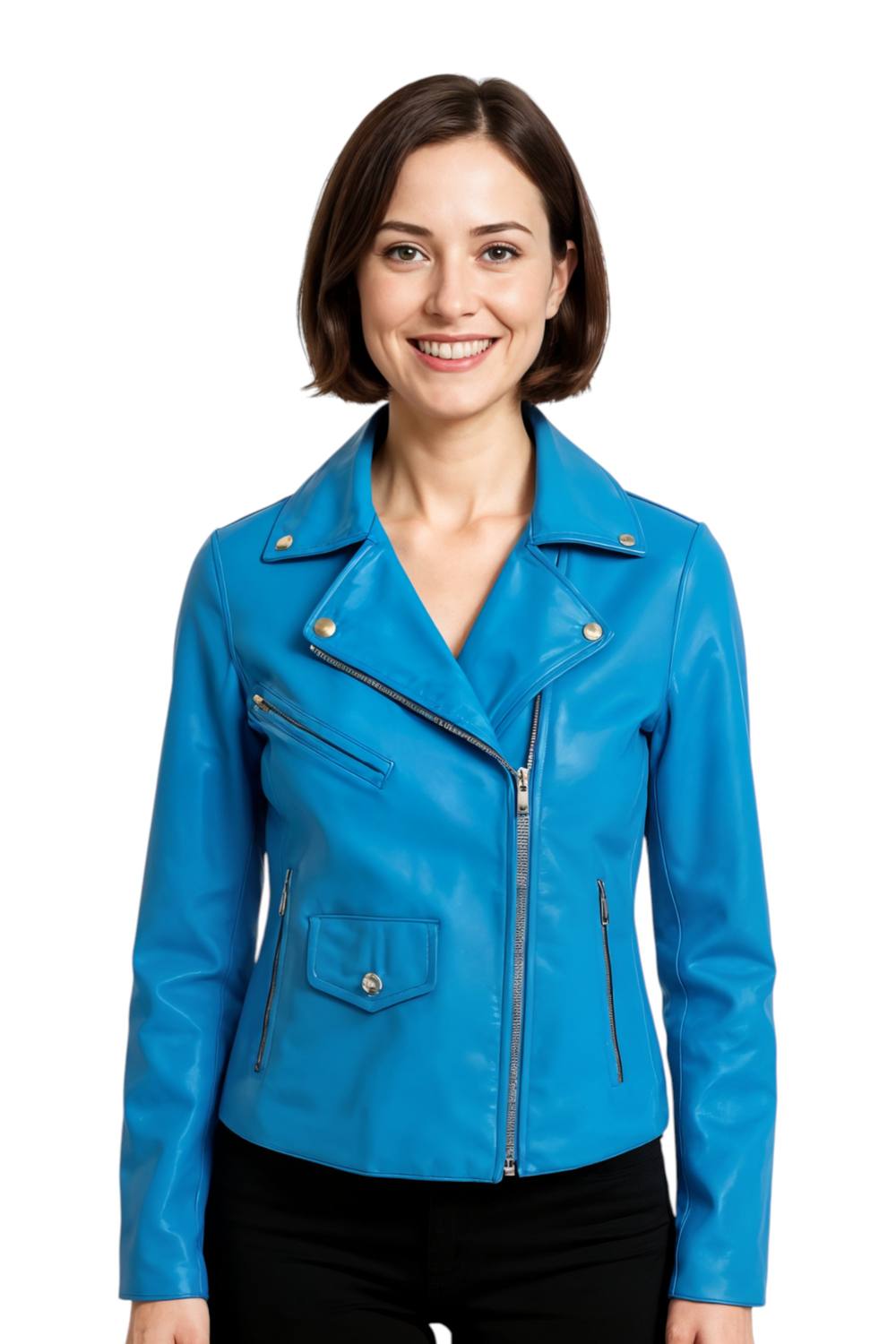 Infinity Leather Classic Brando Biker Leather Jacket – Secunda In Blue Infinity Leather Classic Brando Biker Leather Jacket – Secunda In Blue