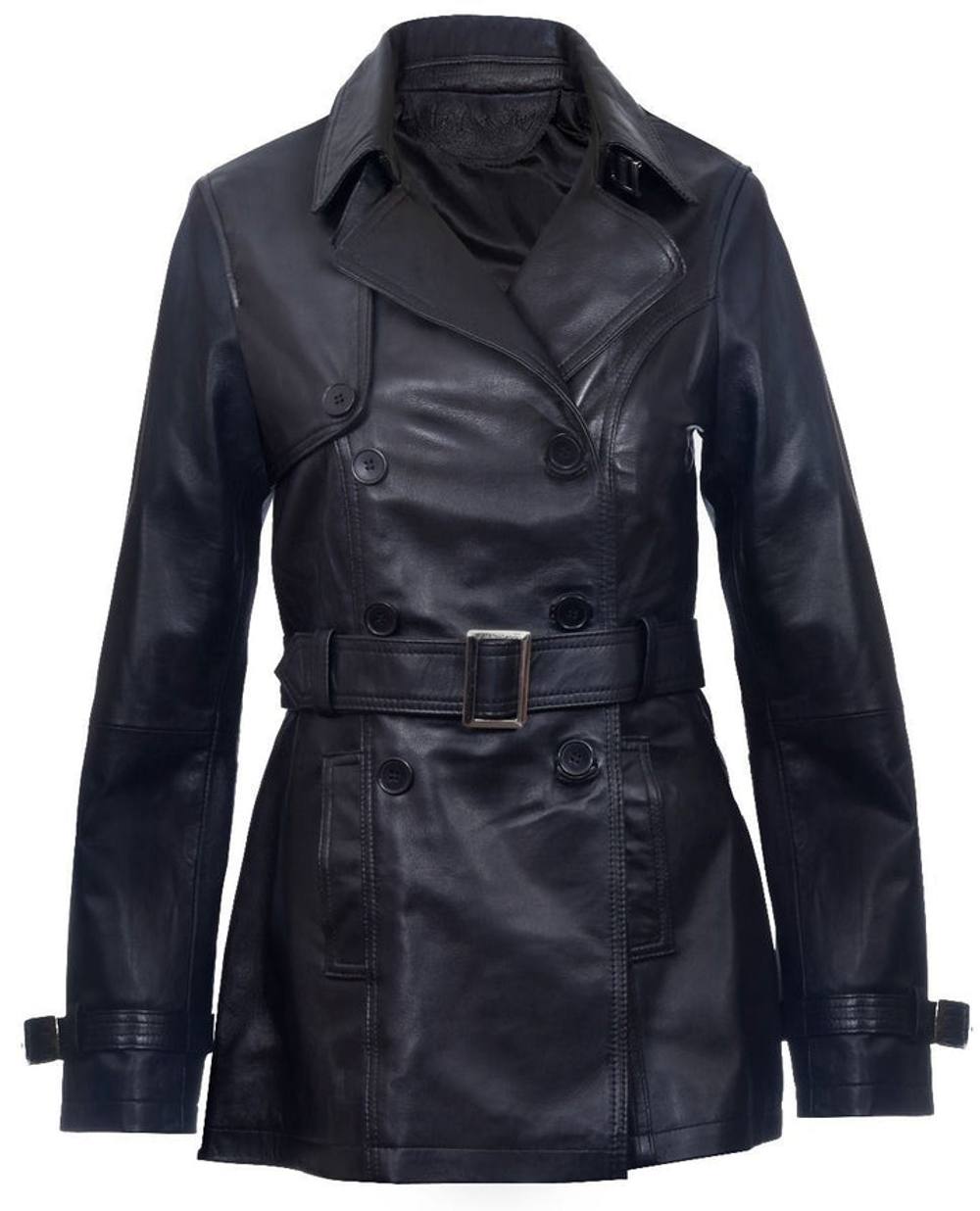 Infinity Leather Mid Length Leather Trench Coat -Oakham In Black Infinity Leather Mid Length Leather Trench Coat -Oakham In Black