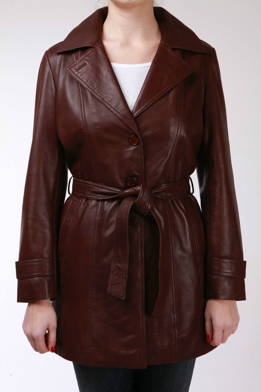 Infinity Leather Length Tie Belt Trench Coat-Oldbury In Brown Infinity Leather Length Tie Belt Trench Coat-Oldbury In Brown