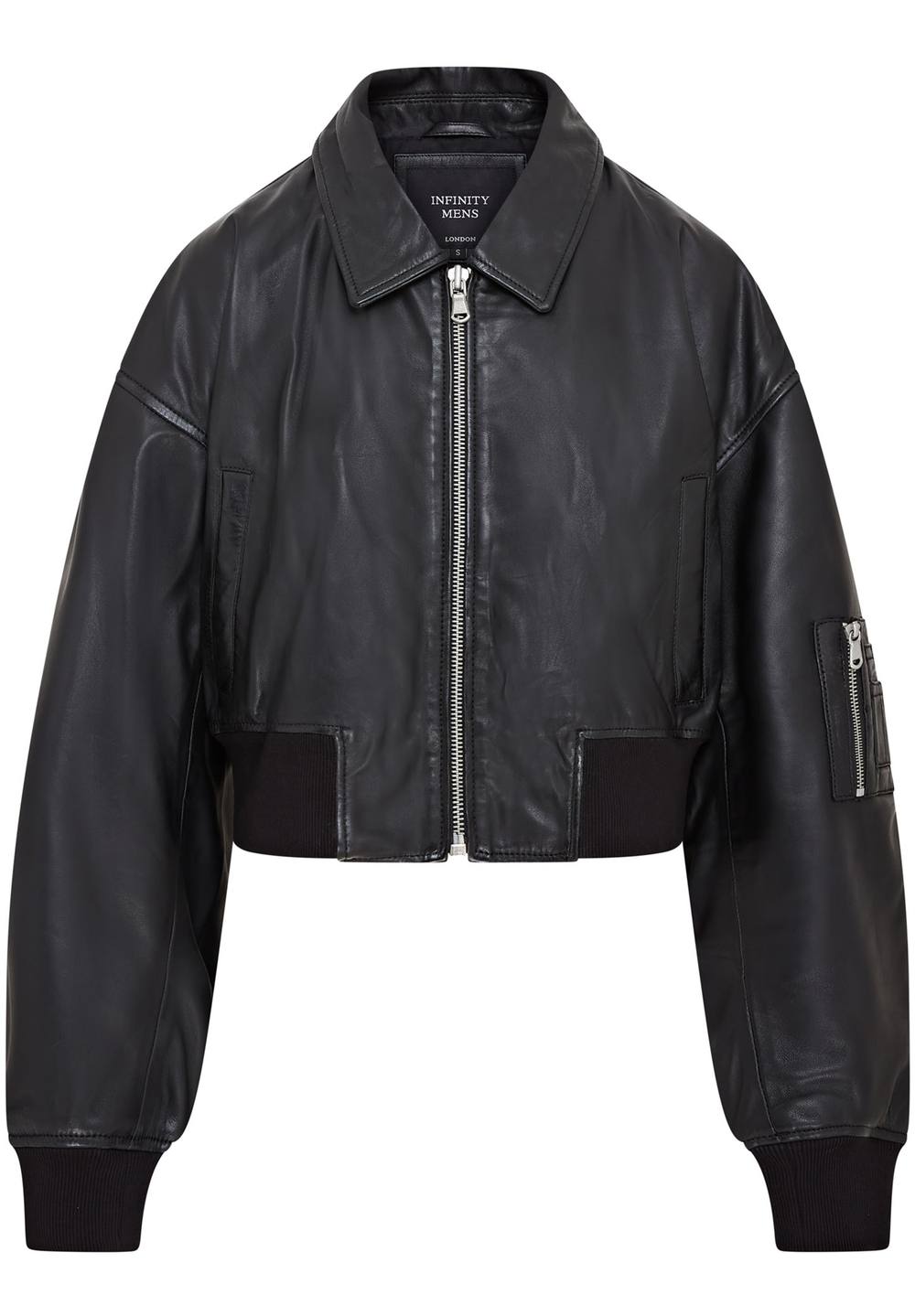 Infinity Leather Oversized Leather Ma- Bomber Jacket In Black Infinity Leather Oversized Leather Ma- Bomber Jacket In Black