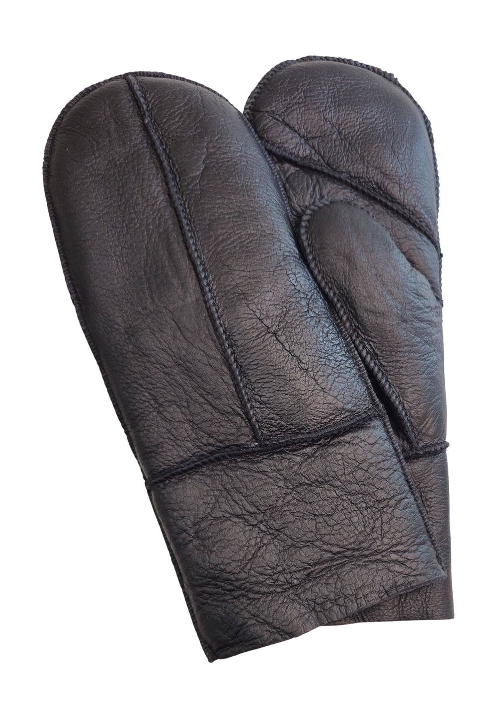 Infinity Leather Genuine Real Sheepskin Leather Mittens Warm Gloves In Black Infinity Leather Genuine Real Sheepskin Leather Mittens Warm Gloves In Black