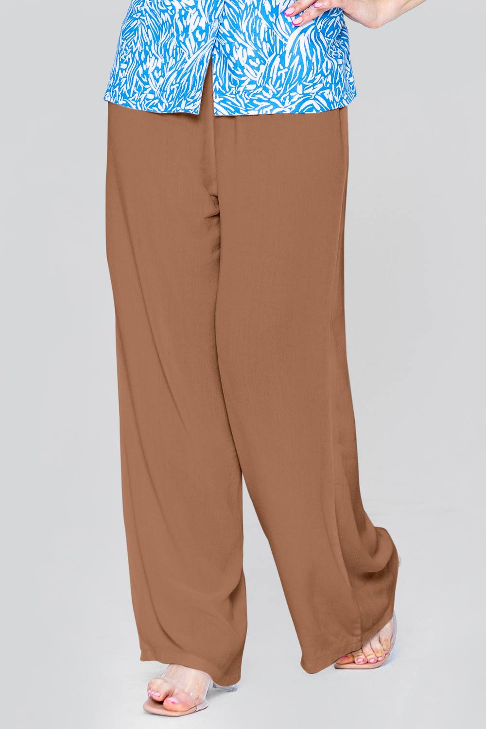 Enorsia Lightweight Crepe Viscose Wide-Leg Trousers In Orange Enorsia Lightweight Crepe Viscose Wide-Leg Trousers In Orange