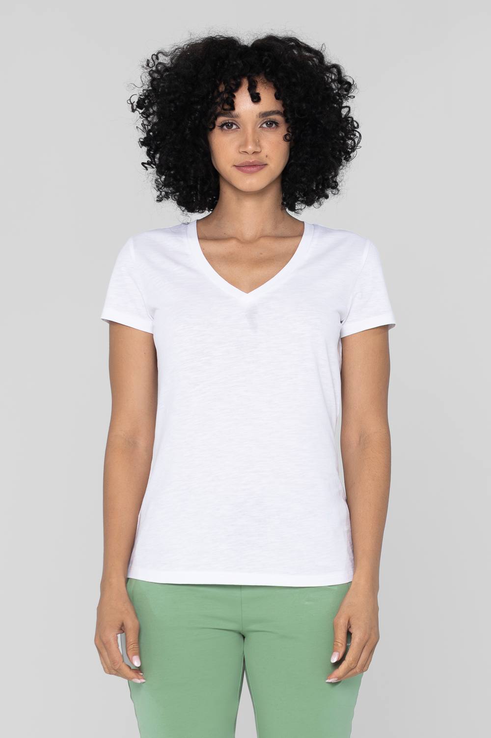 Enorsia V-Neck Short Sleeve Slub Shirt In White Enorsia V-Neck Short Sleeve Slub Shirt In White