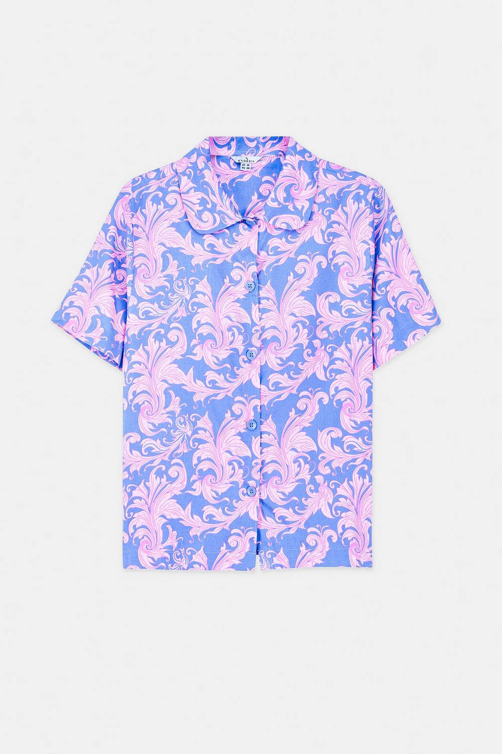 Enorsia Printed Woven Shirt & Shorts Set In Pink Enorsia Printed Woven Shirt & Shorts Set In Pink