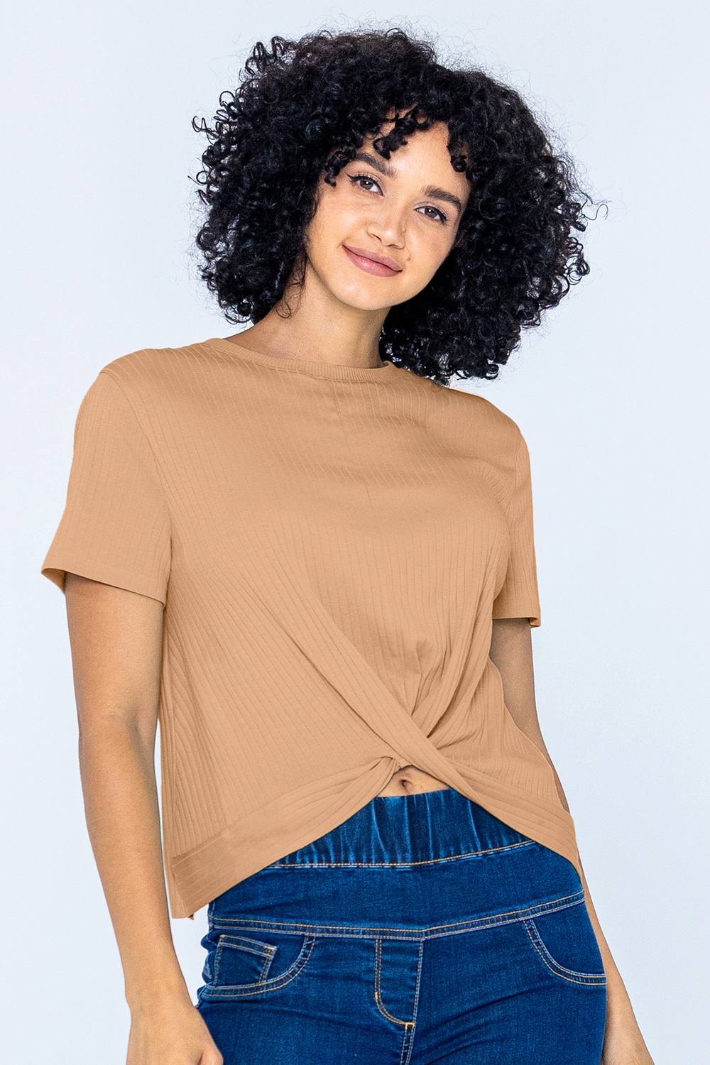 Enorsia Twisted Hem Front Shirt In Orange Enorsia Twisted Hem Front Shirt In Orange
