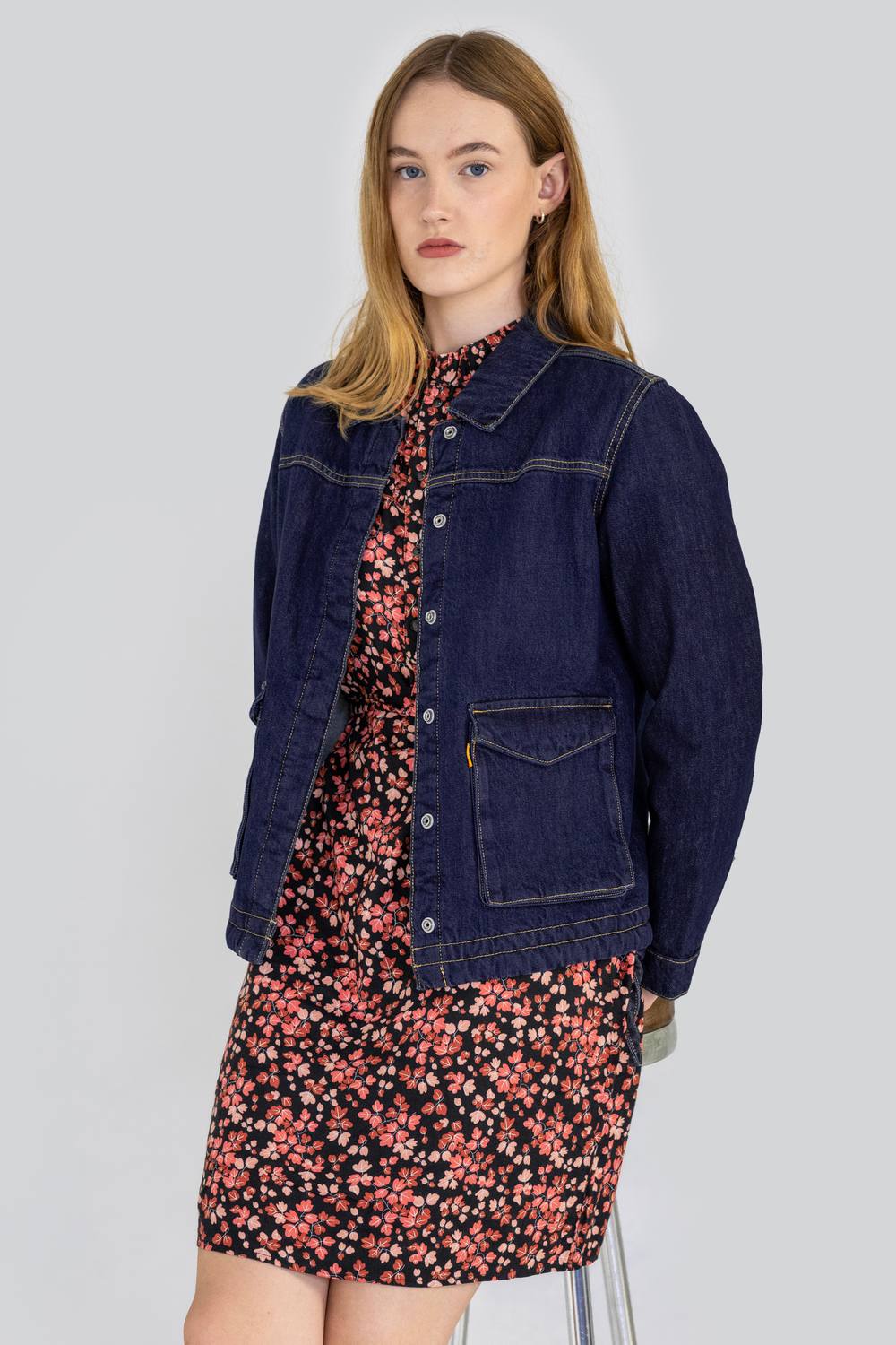 Enorsia Borg Lined Indigo Denim Jacket In Blue Enorsia Borg Lined Indigo Denim Jacket In Blue