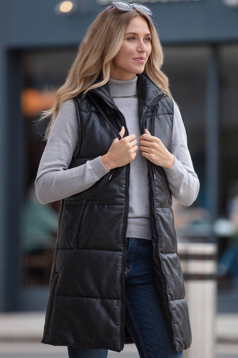 Ashwood Leather ‘giacca’ Leather Long Gilet With Detachable Hood In Black Ashwood Leather ‘giacca’ Leather Long Gilet With Detachable Hood In Black