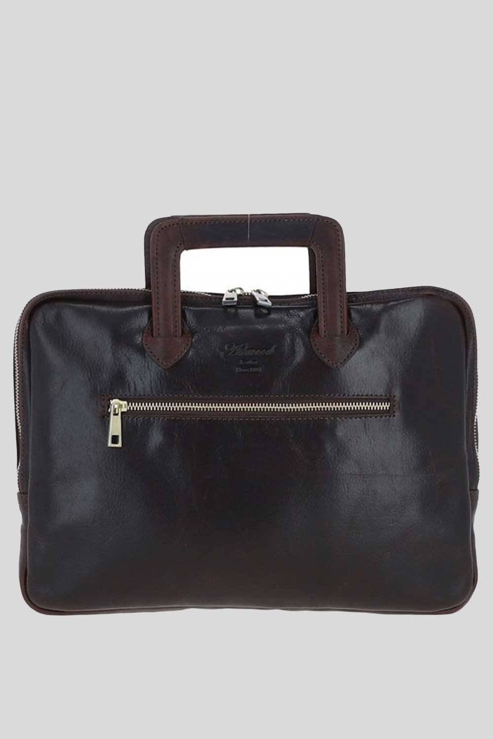 Ashwood Leather Real Leather Laptop Handle Bag In Brown Ashwood Leather Real Leather Laptop Handle Bag In Brown