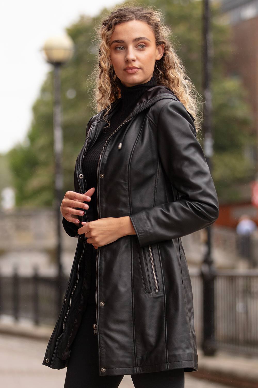 Ashwood Leather ’emilia’ Stylish Real Leather Thigh Length Jacket In Black Ashwood Leather ’emilia’ Stylish Real Leather Thigh Length Jacket In Black