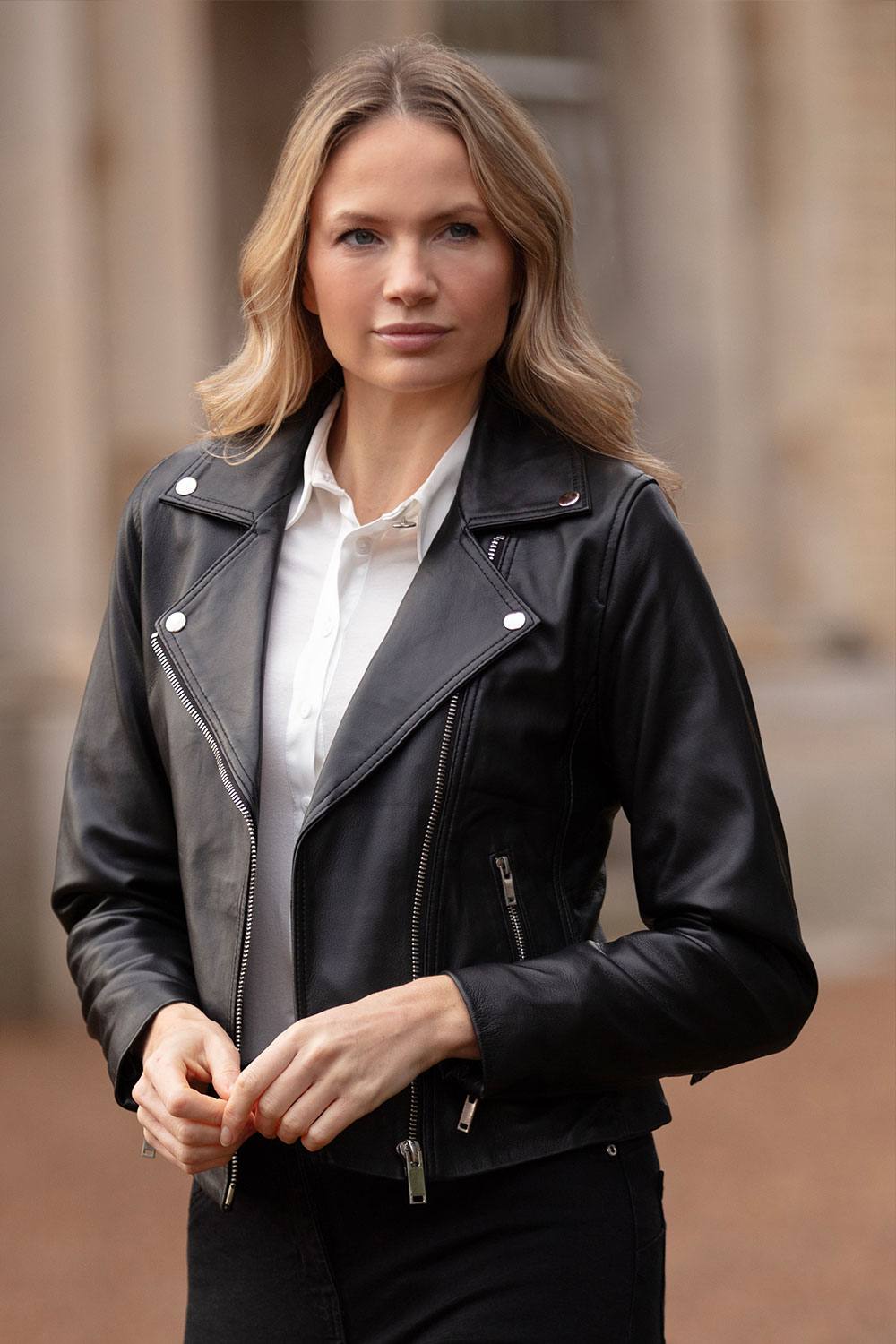 Ashwood Leather ‘caro’ Real Leather Biker Jacket In Black Ashwood Leather ‘caro’ Real Leather Biker Jacket In Black