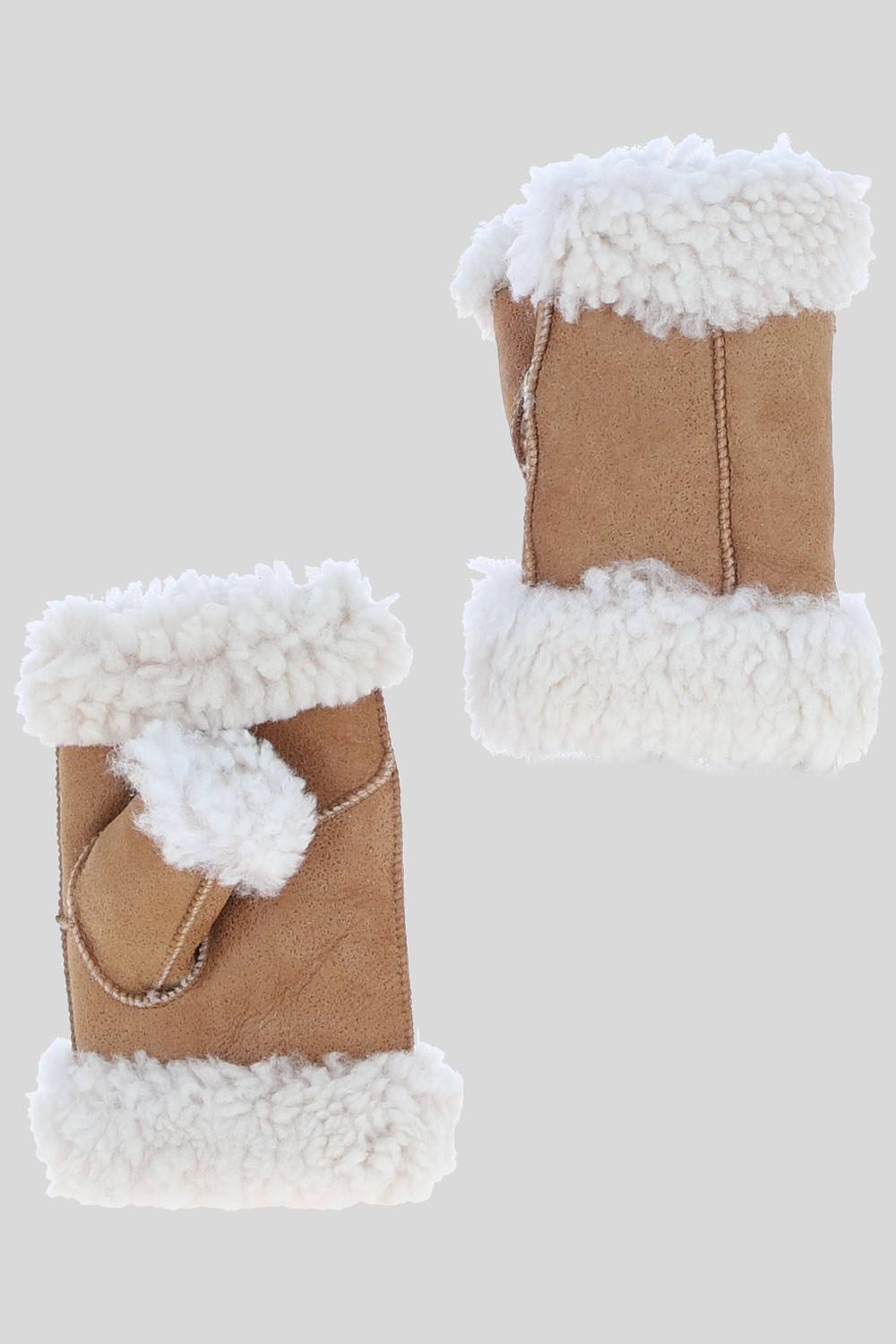 Ashwood Leather ‘glittens’ Real Sheepskin Fingerless Gloves In Tan Ashwood Leather ‘glittens’ Real Sheepskin Fingerless Gloves In Tan