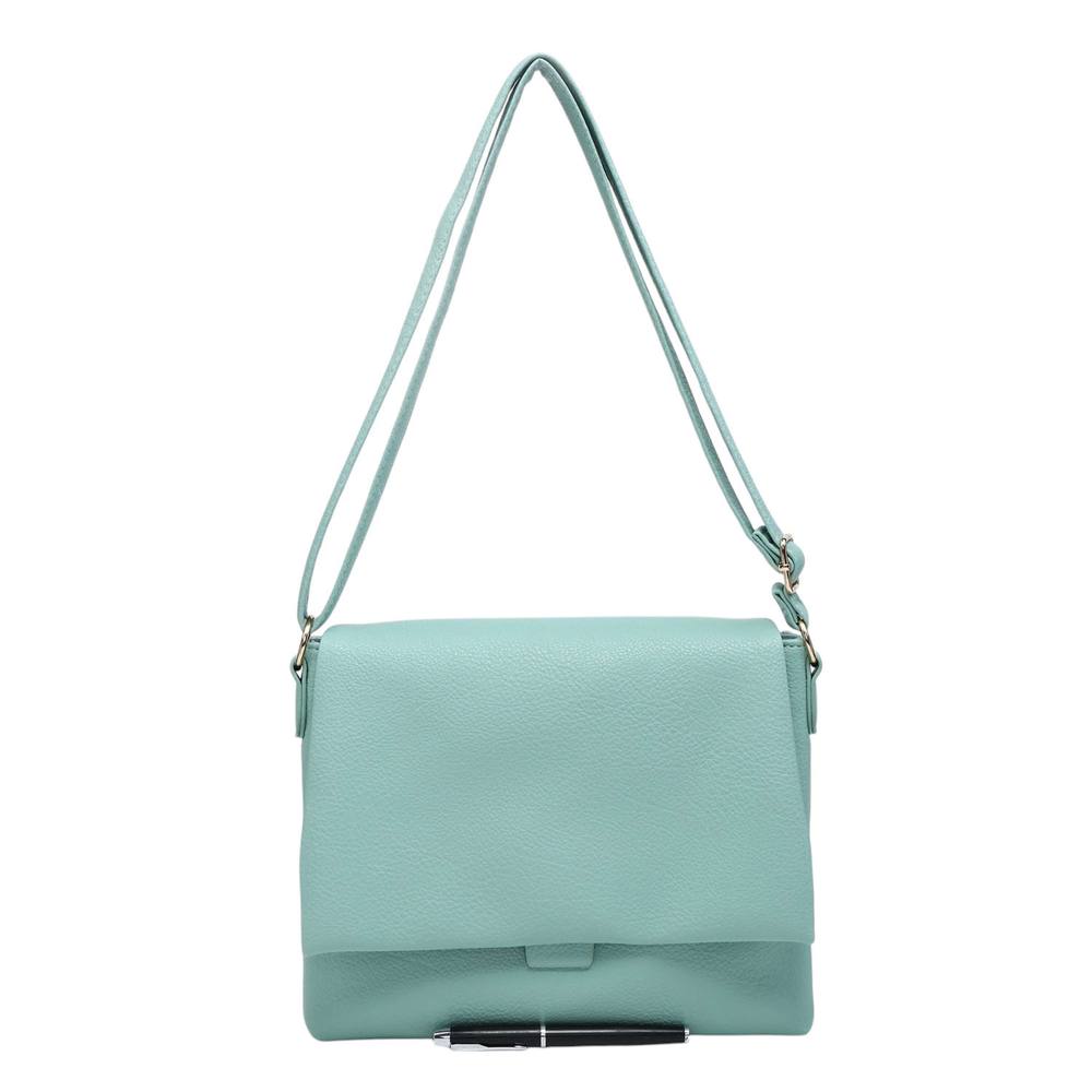 Kitise Doube Compartments Flap Design Pu Leather Crossbody Shoulder Bag In Aqua Kitise Doube Compartments Flap Design Pu Leather Crossbody Shoulder Bag In Aqua