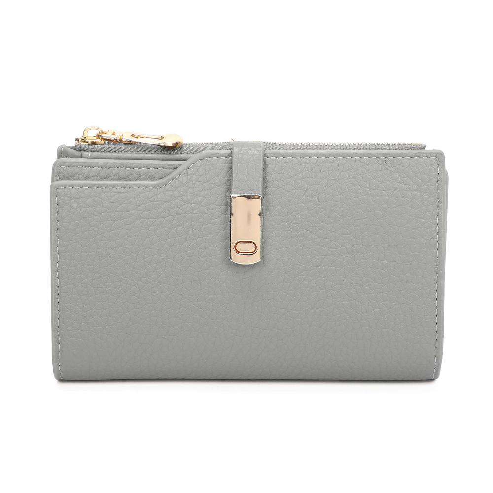 Kitise Small Vegan Leather Multipockets Card Holder Wallet In Light Grey Kitise Small Vegan Leather Multipockets Card Holder Wallet In Light Grey
