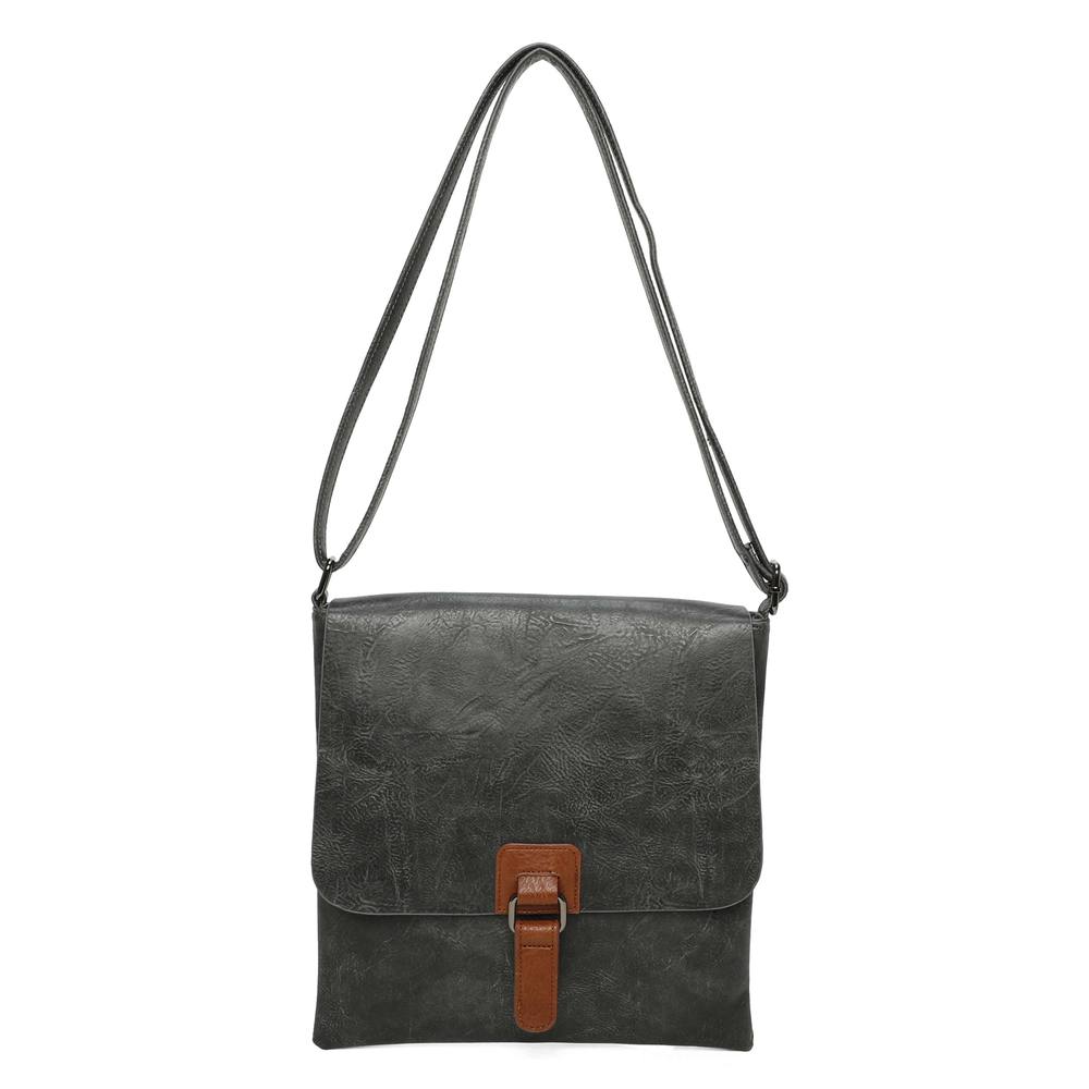 Kitise Slim Flap Closure Messenger Crossbody Bag In Dark Grey Kitise Slim Flap Closure Messenger Crossbody Bag In Dark Grey