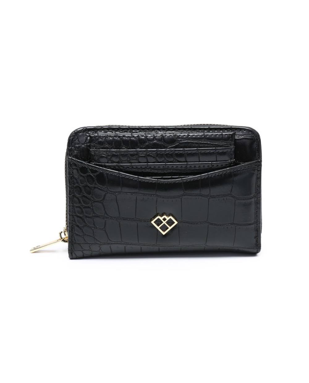 Jfy Crocodile Skin Pattern In Set Of Card Holder And Matching Purse In Black