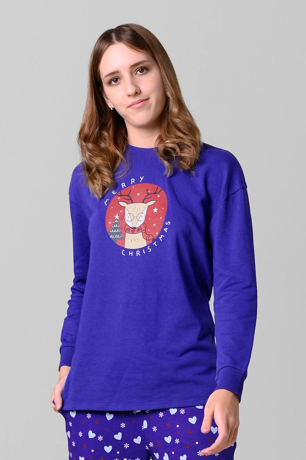 Enorsia Blue Reindeer Christmas Sweatshirt Enorsia Blue Reindeer Christmas Sweatshirt