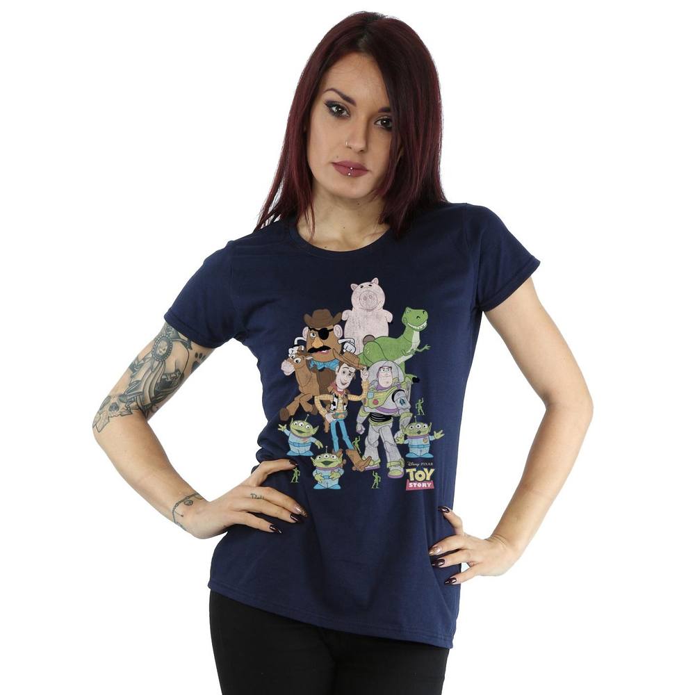 Disney Toy Story Group Cotton Shirt In Mid Navy Disney Toy Story Group Cotton Shirt In Mid Navy