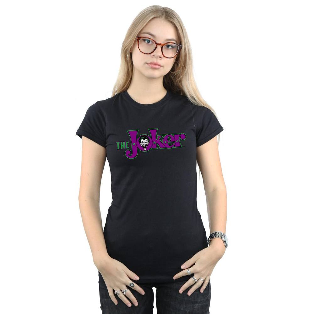Dc Comics The Joker Text Logo Cotton Shirt In Black Dc Comics The Joker Text Logo Cotton Shirt In Black
